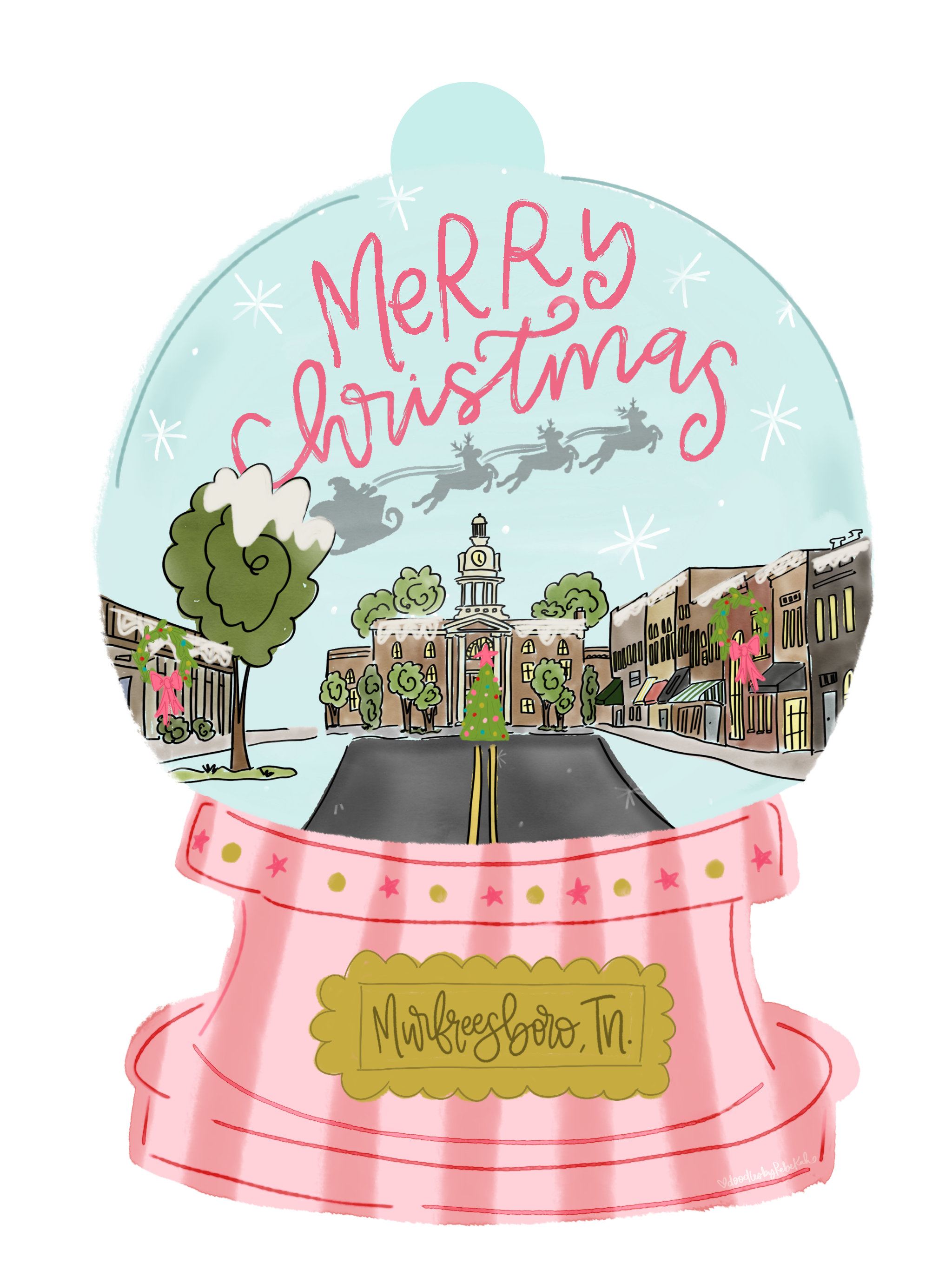 DOODLES BY REBEKAH MURFREESBORO PINK SNOW GLOBE
