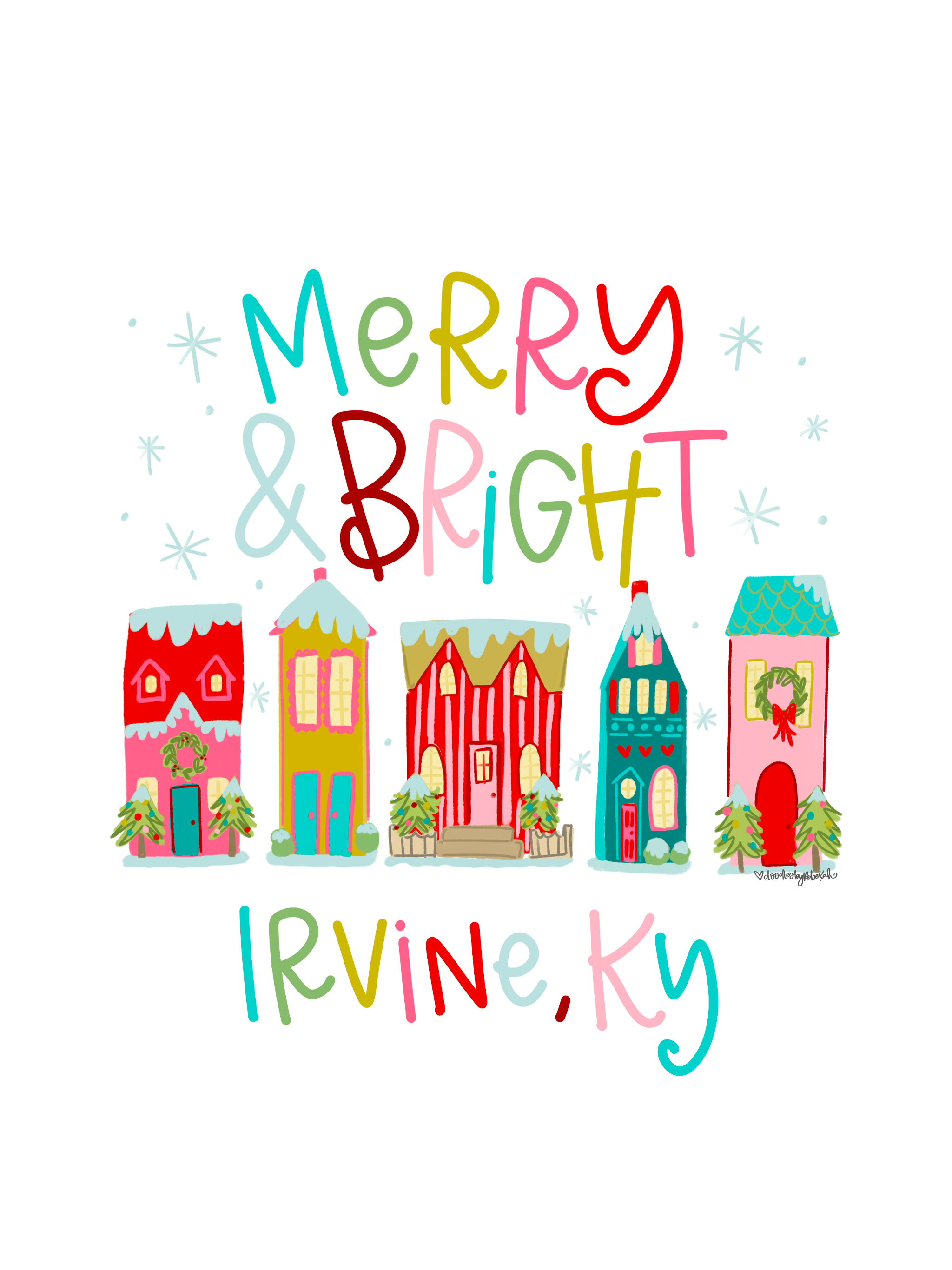 DOODLES BY REBEKAH IRVINE KY MERRY AND BRIGHT