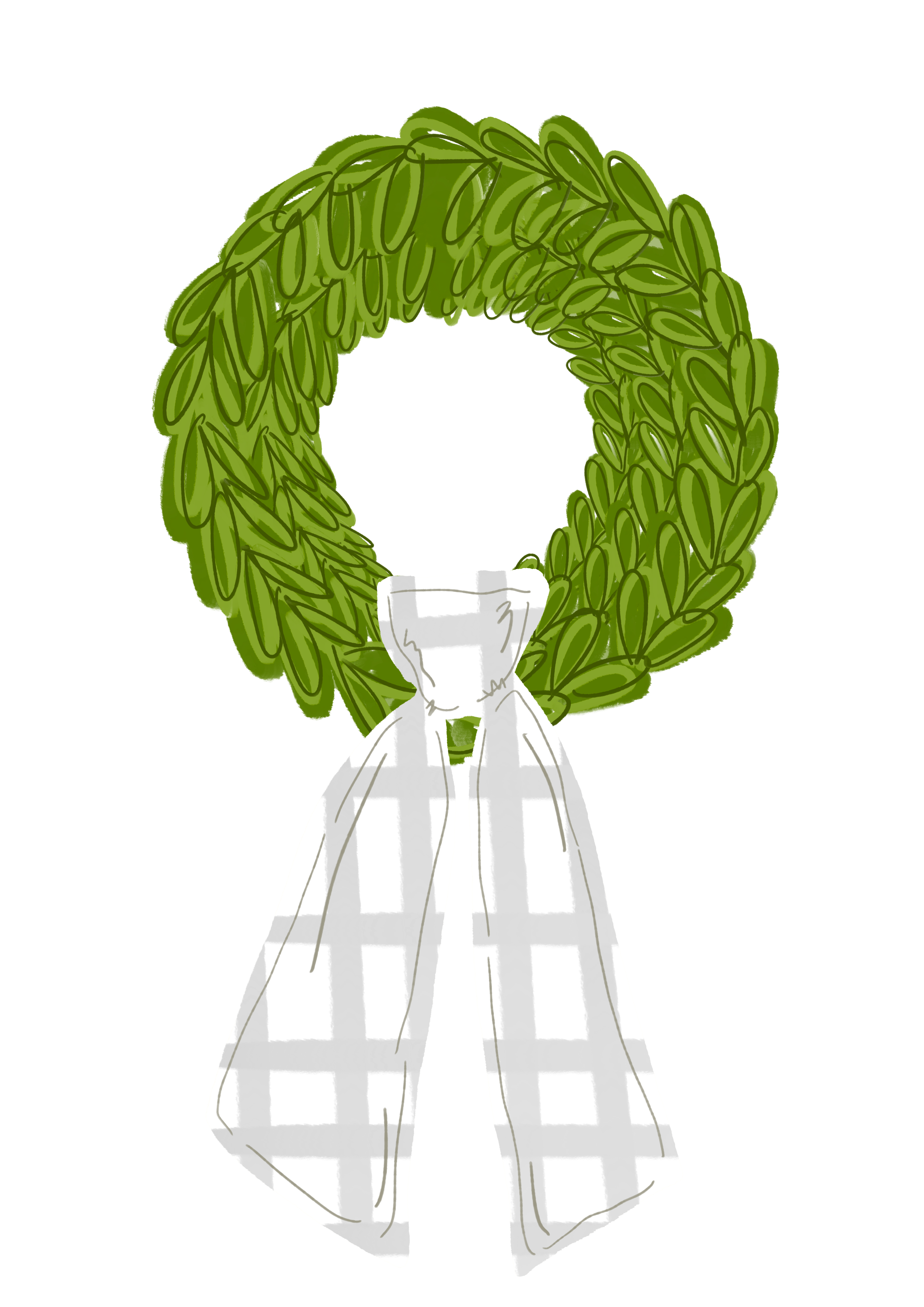 DOODLES BY REBEKAH GREENERY WITH WHITE RIBBON