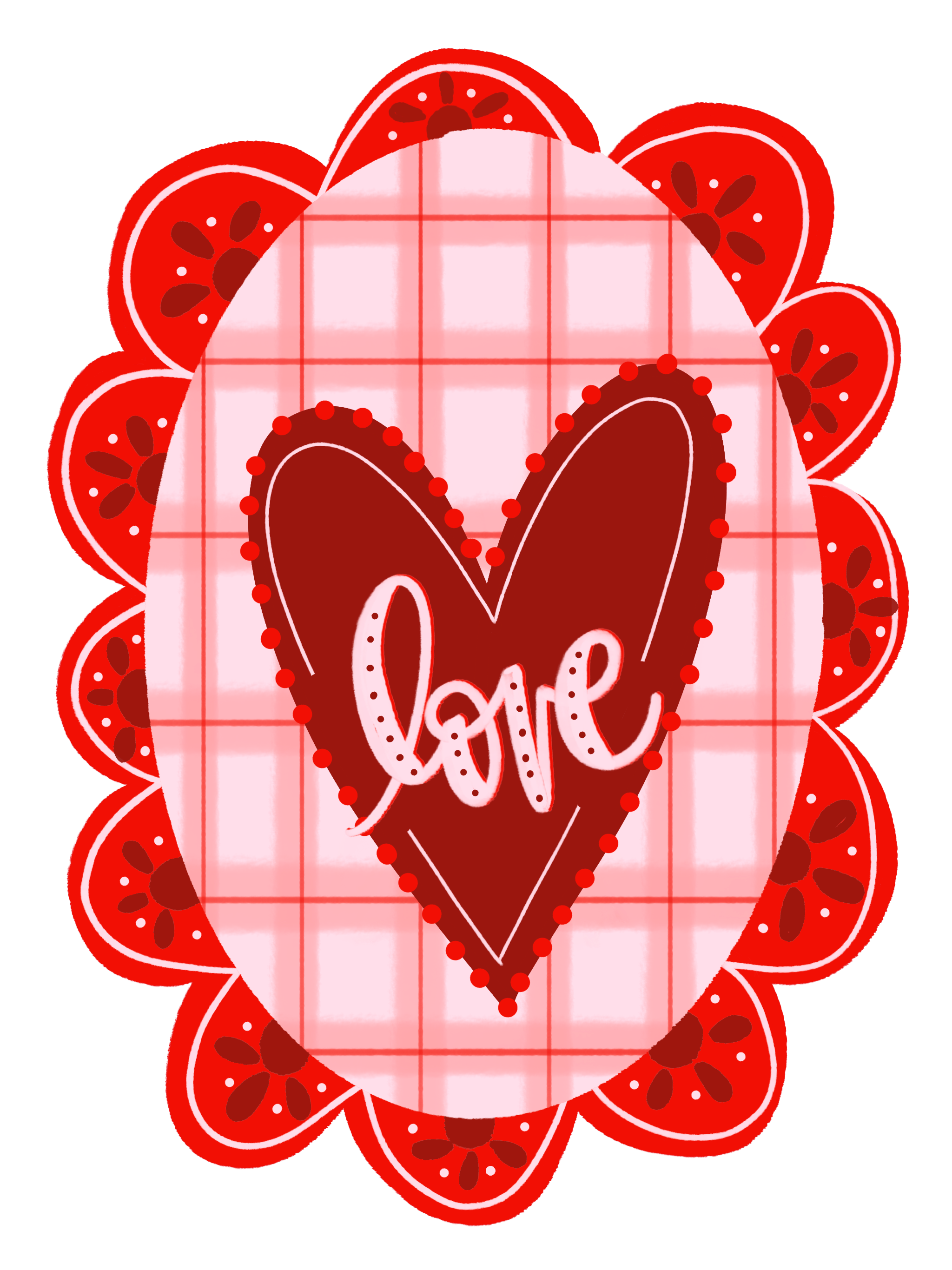DOODLES BY REBEKAH SCALLOPED OVAL LOVE