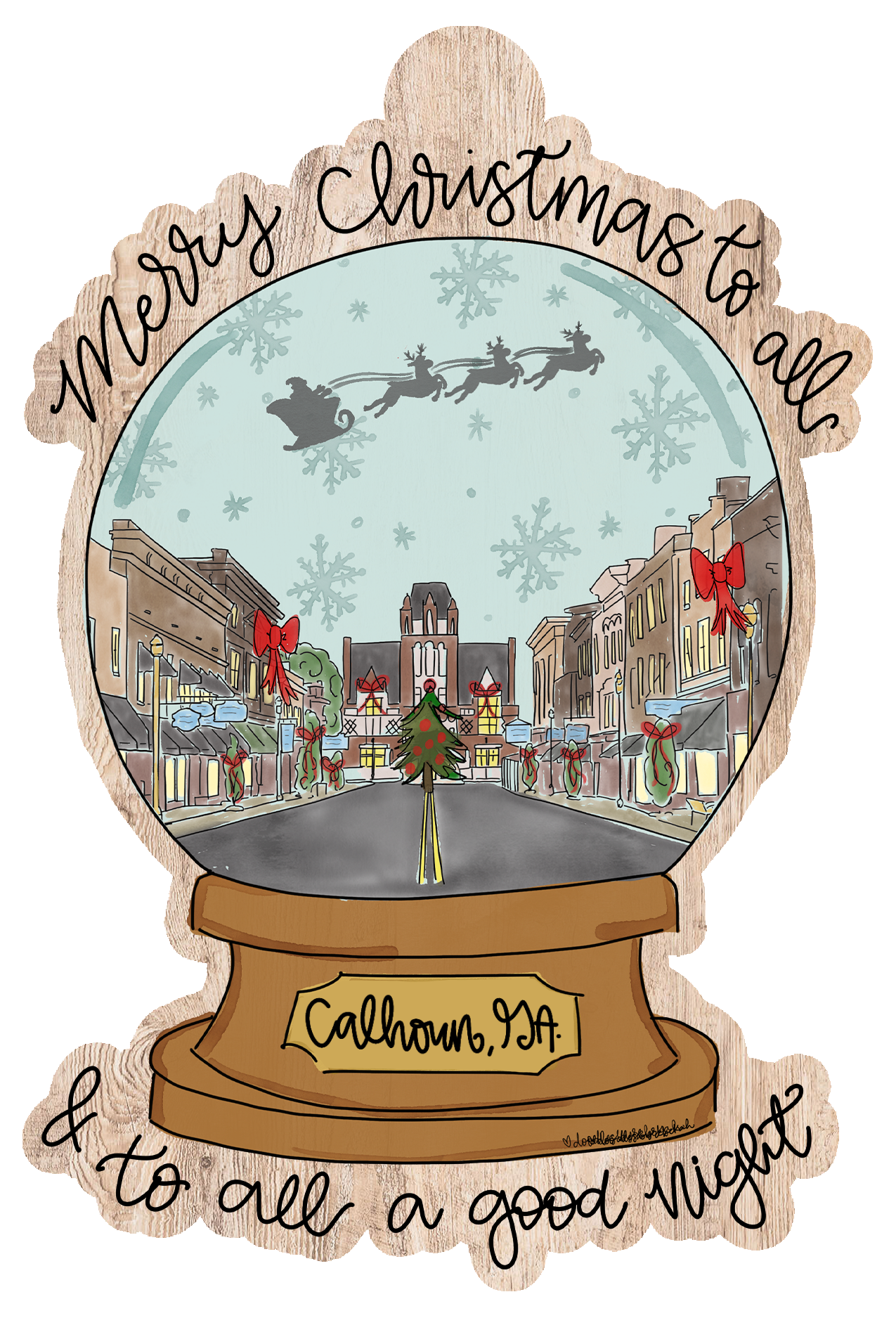 DOODLES BY REBEKAH CALHOUN GA SNOW GLOBE