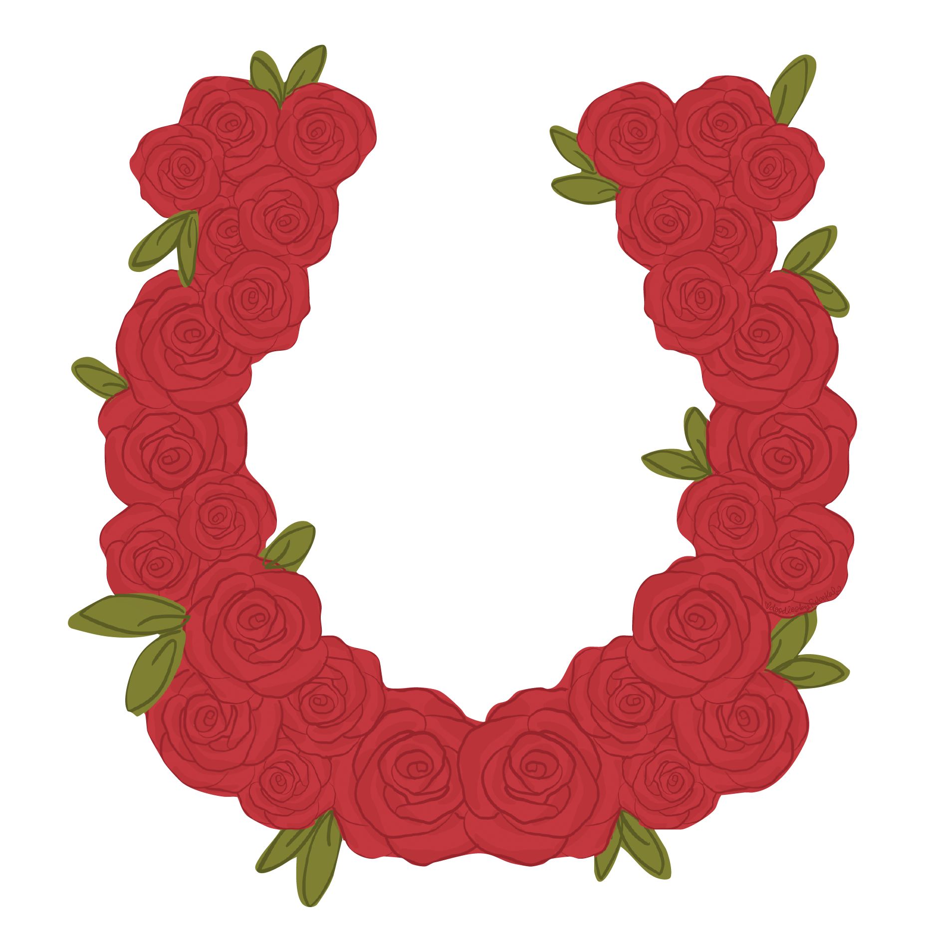 DOODLES BY REBEKAH HORSESHOE WITH ROSES