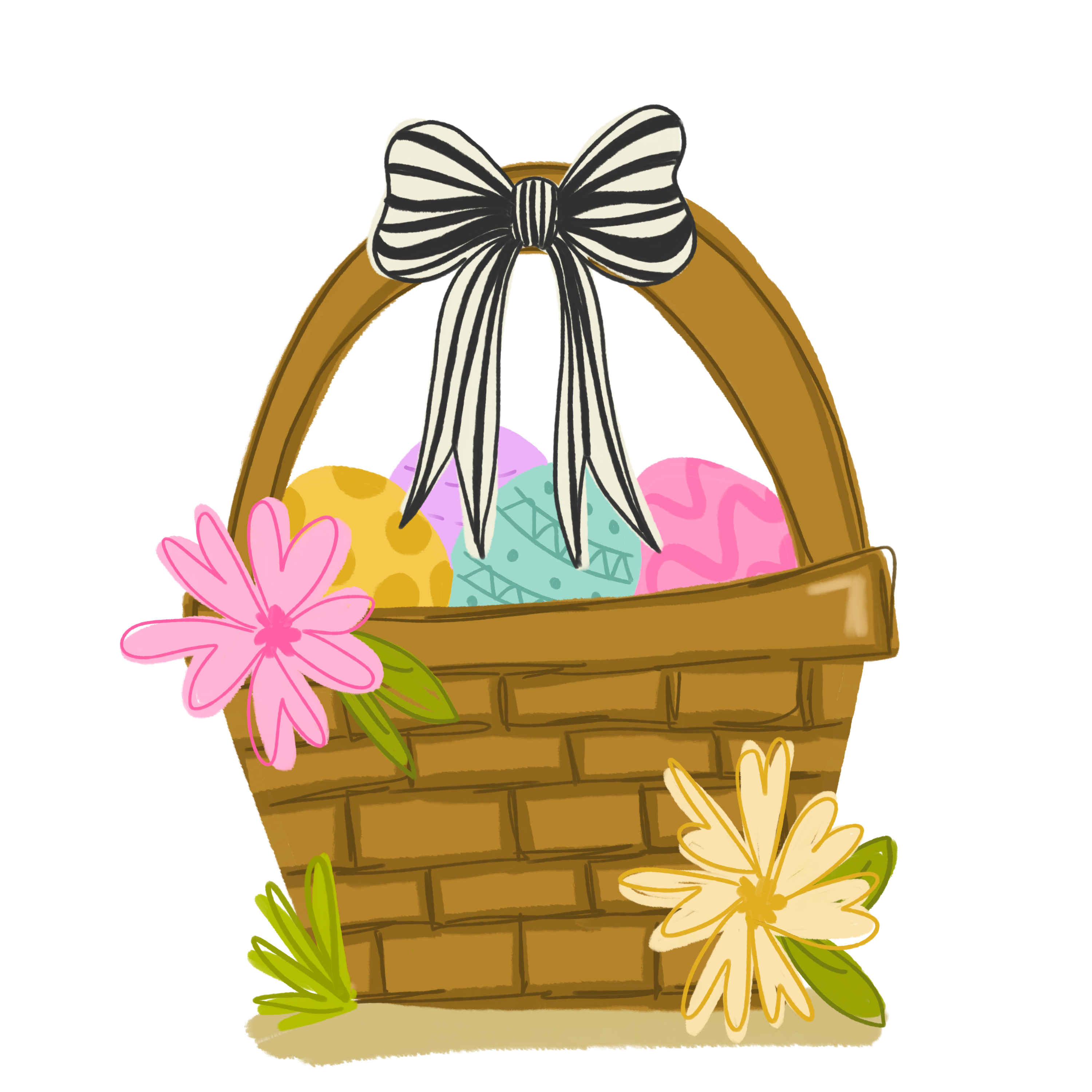 DOODLES BY REBEKAH EASTER BASKET WITH FLOWERS