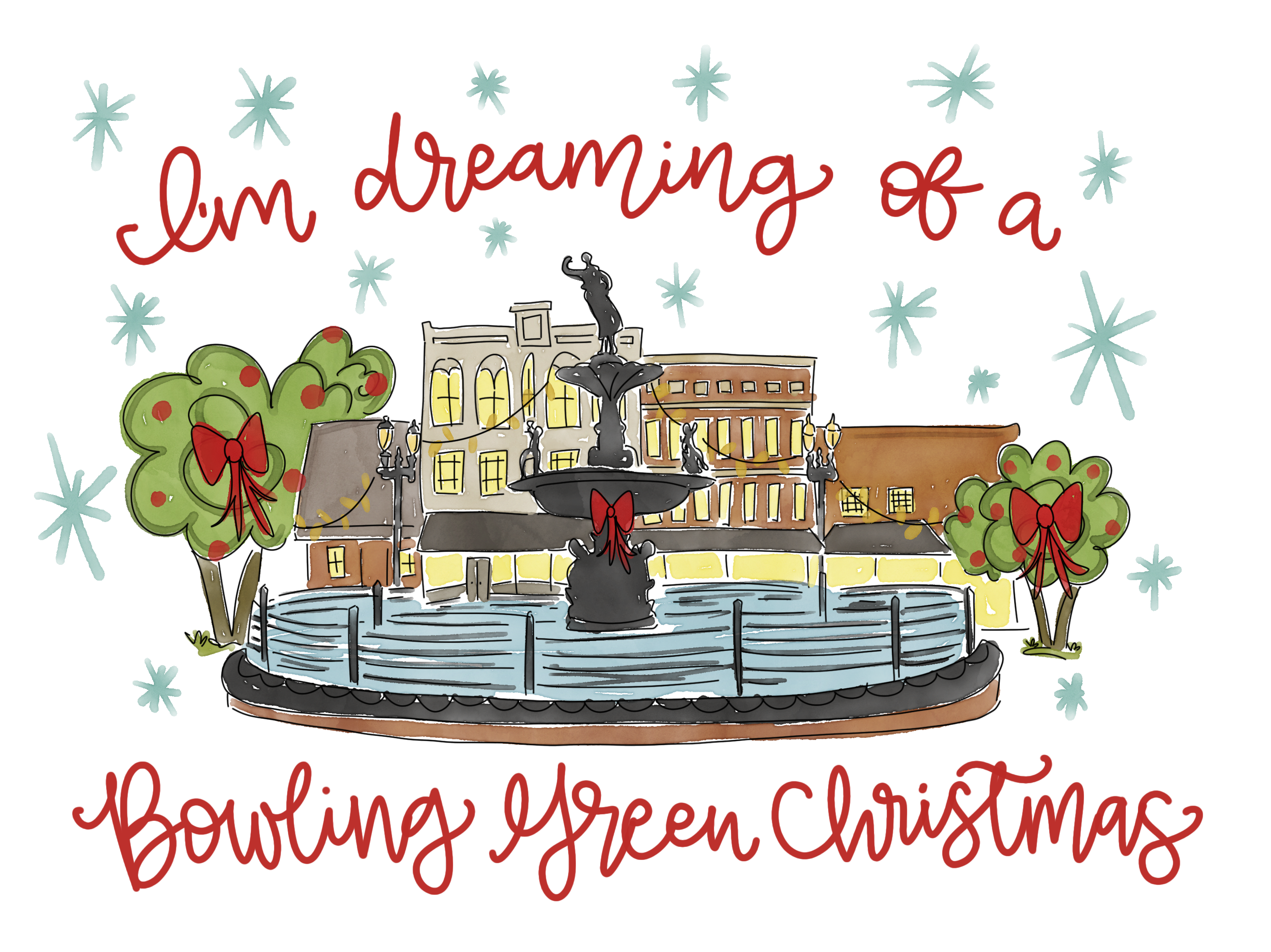 DOODLES BY REBEKAH BOWLING GREEN CHRISTMAS