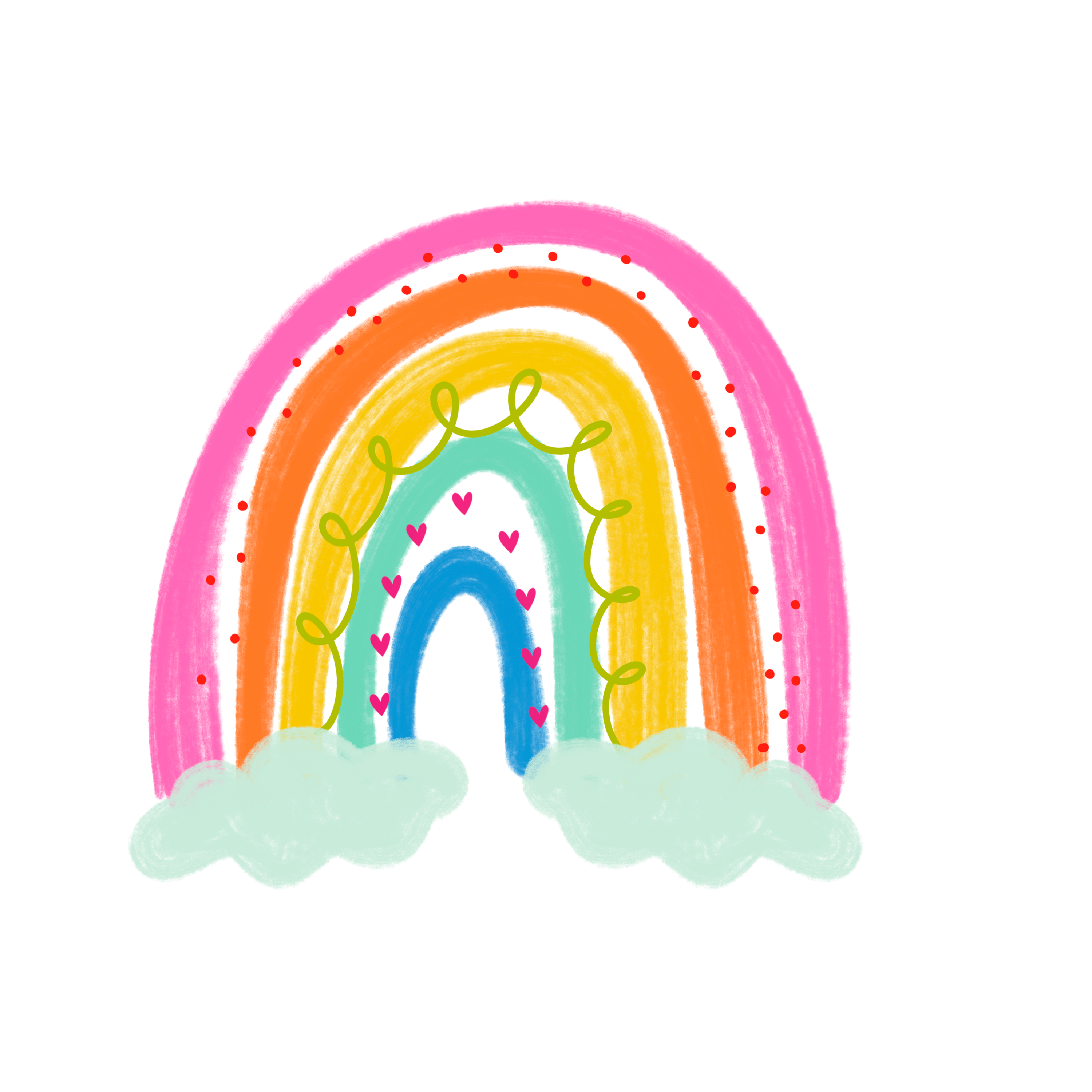 DOODLES BY REBEKAH COLORFUL RAINBOW WITH CLOUDS