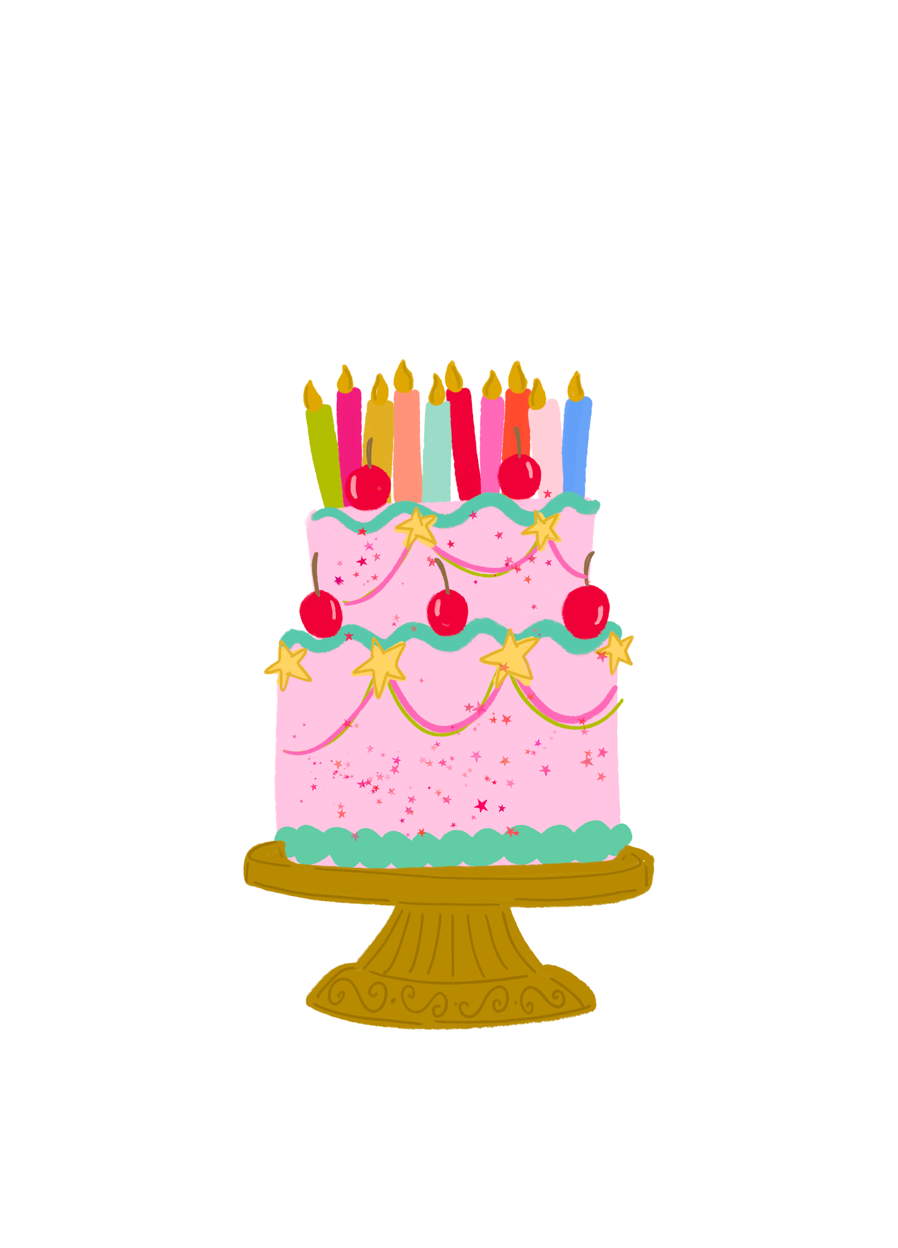 DOODLES BY REBEKAH TIERED CAKE WITH CANDLES