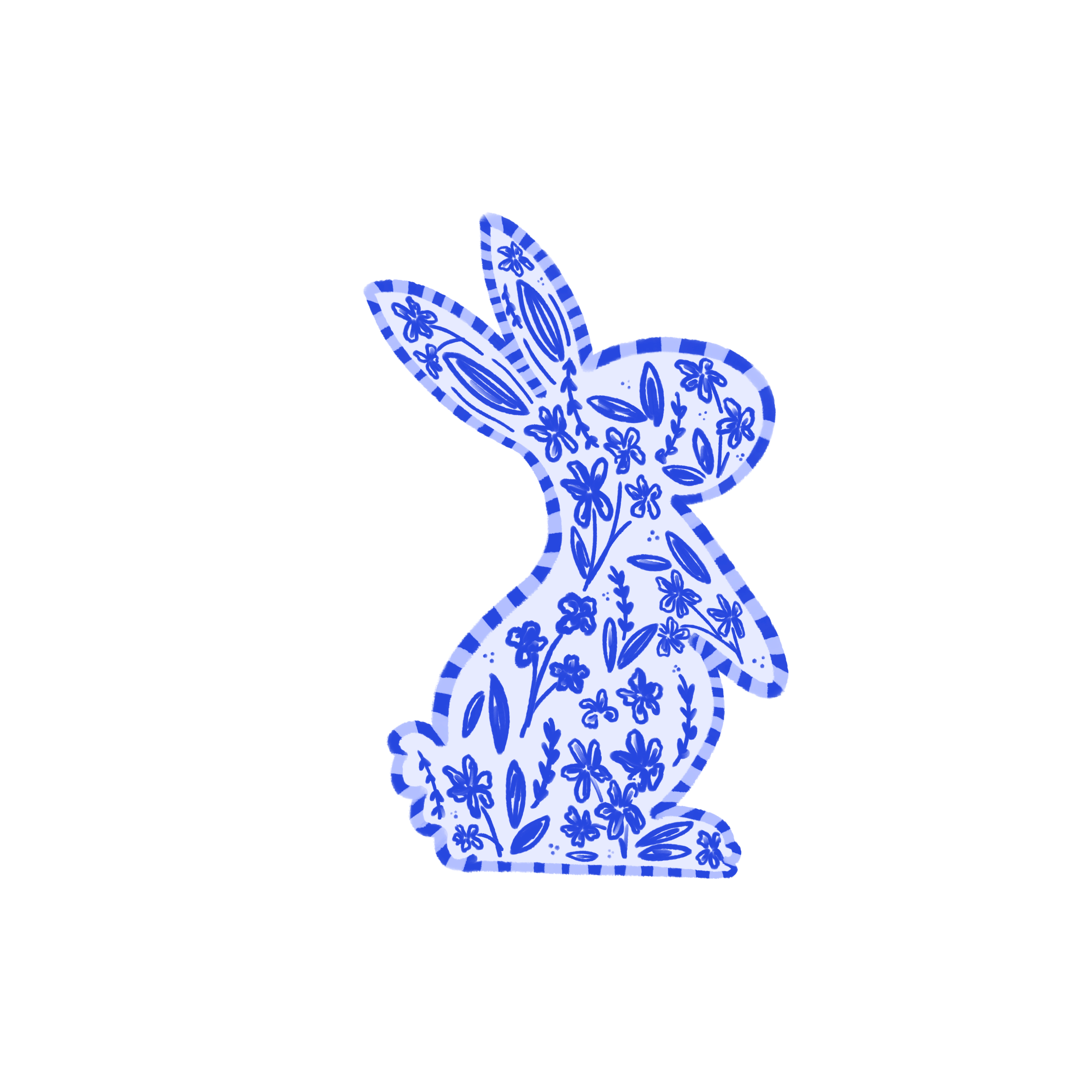 DOODLES BY REBEKAH RIGHT FACING BLUE FLORAL BUNNY