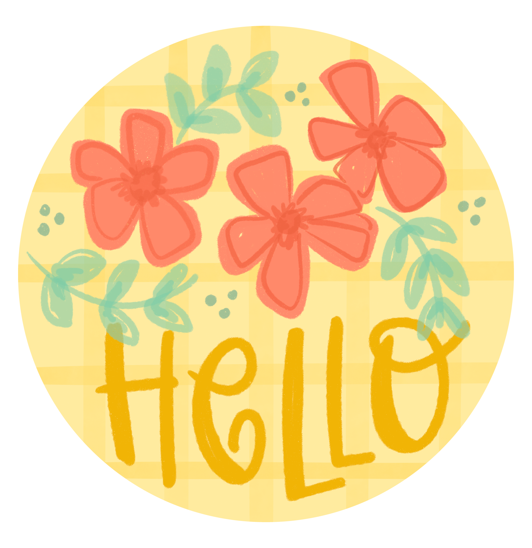 DOODLES BY REBEKAH CIRCLE HELLO