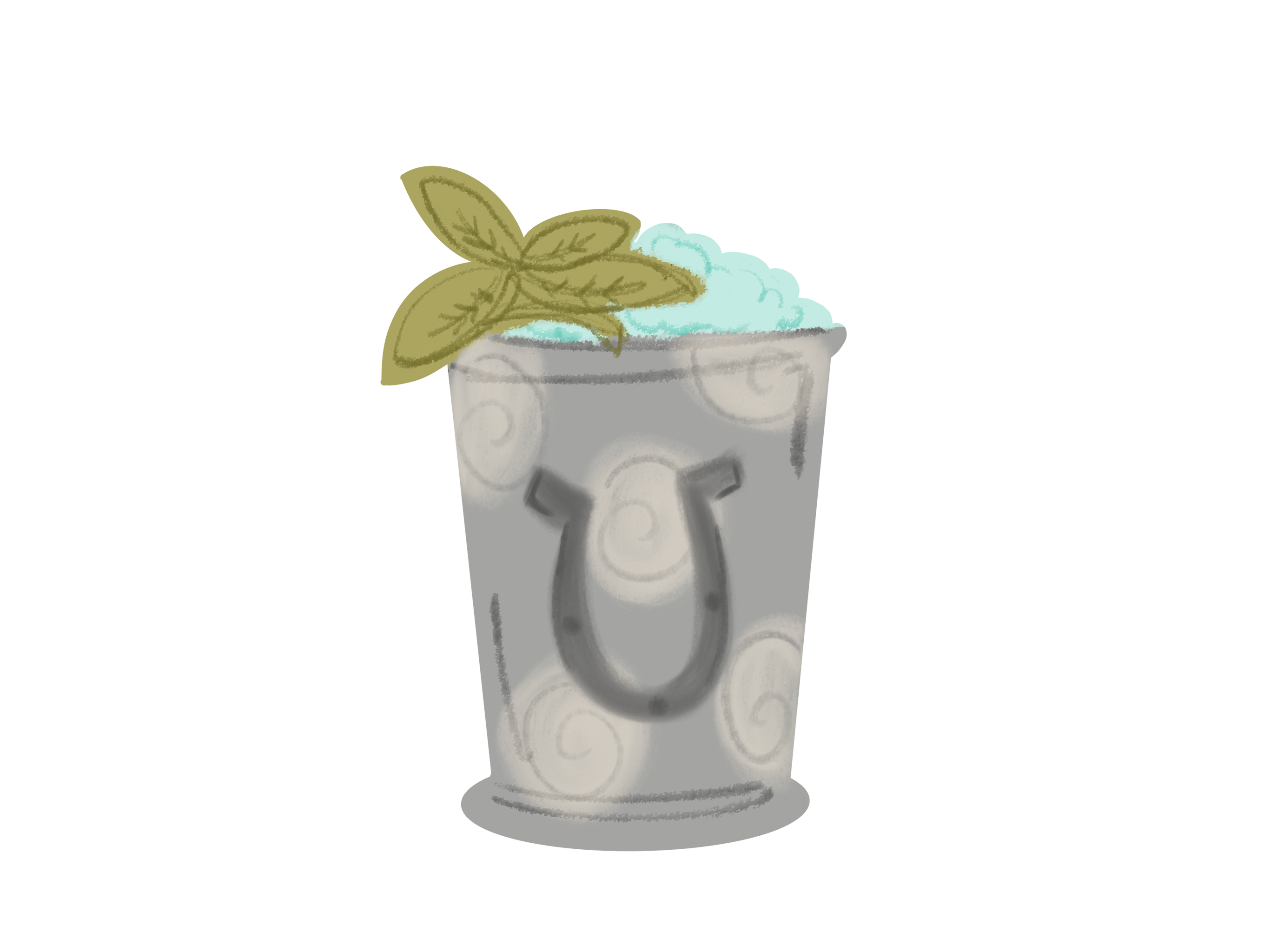 DOODLES BY REBEKAH  MINT JULEP CUP WITH HORSE SHOE