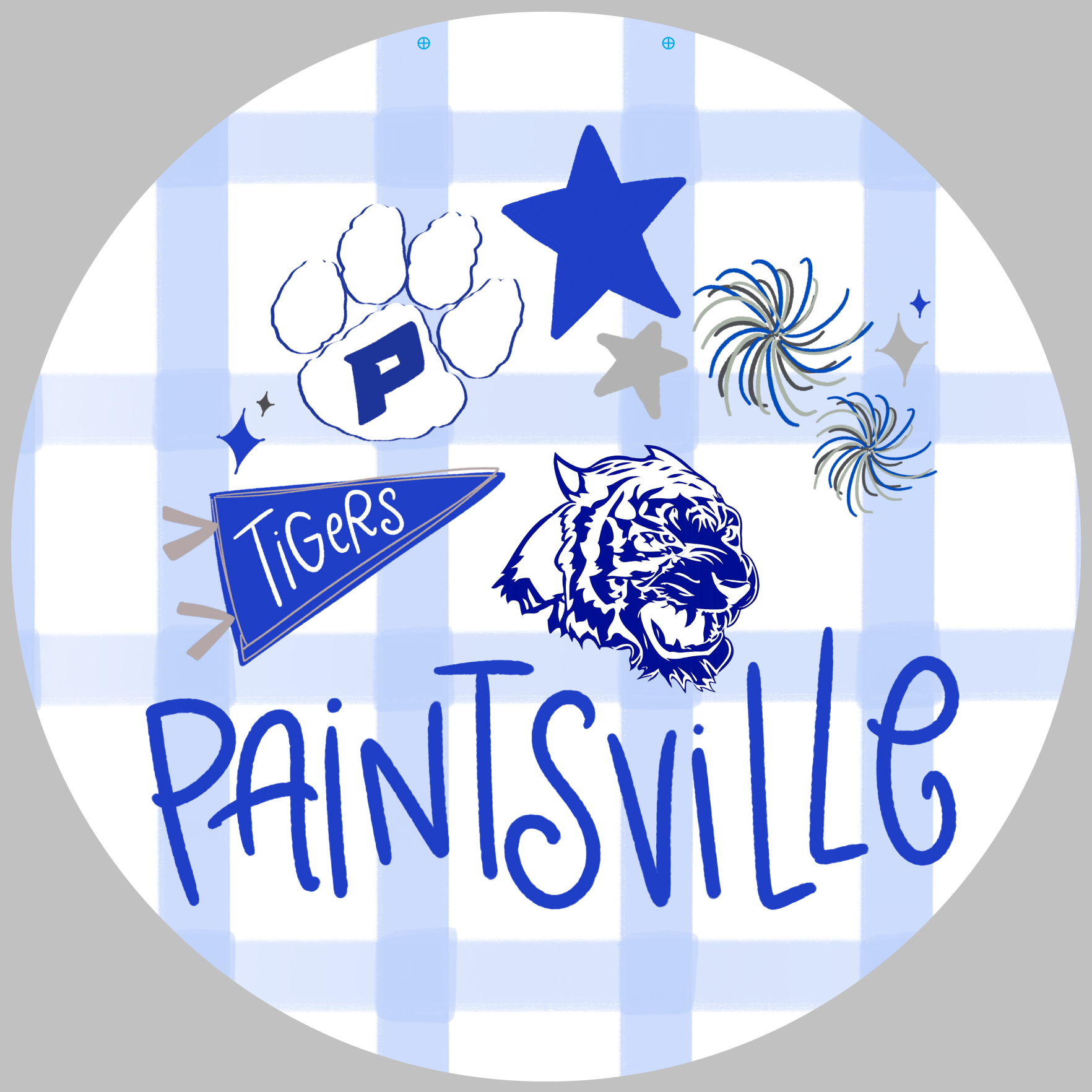 DOODLES BY REBEKAH PAINTSVILLE TIGERS BLUE AND WHITE