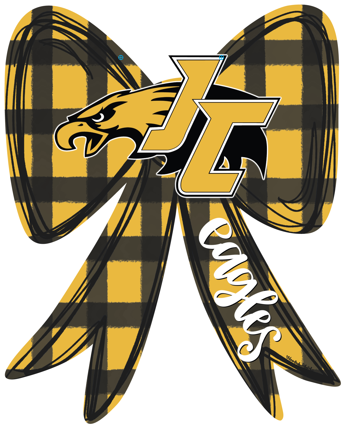 DOODLES BY REBEKAH GOLD AND BLACK BOW WITH EAGLES