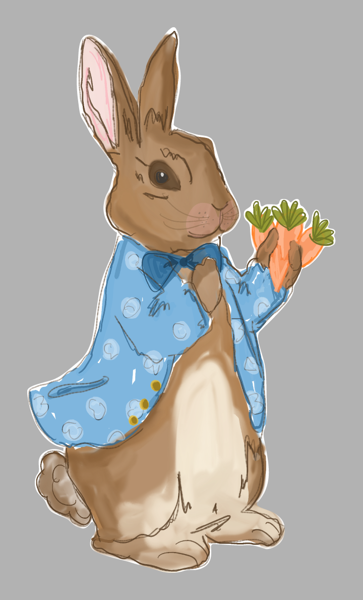 DOODLES BY REBEKAH BUNNY WITH BLUE JACKET