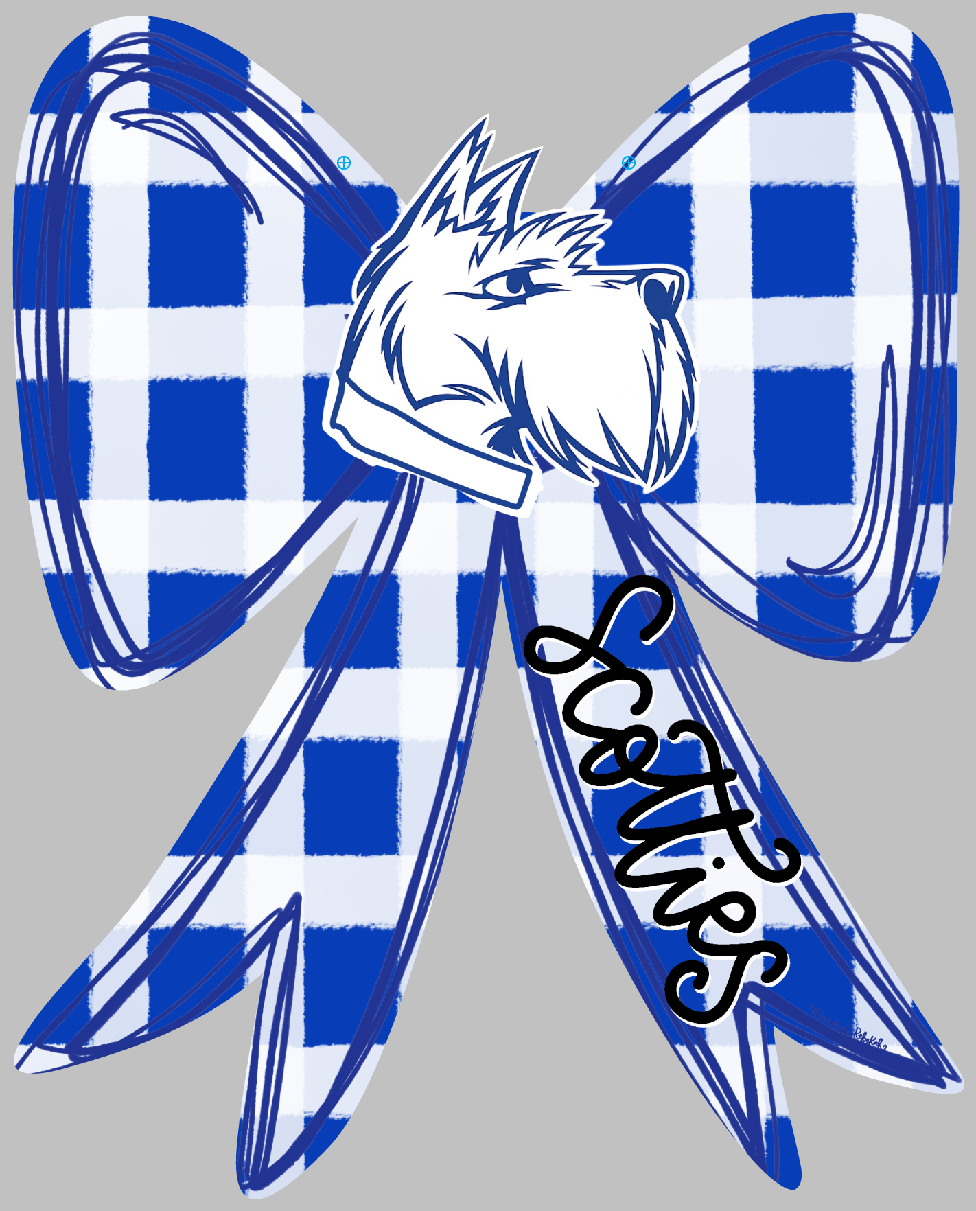 DOODLES BY REBEKAH BLUE AND WHITE BOW WITH SCOTTIES