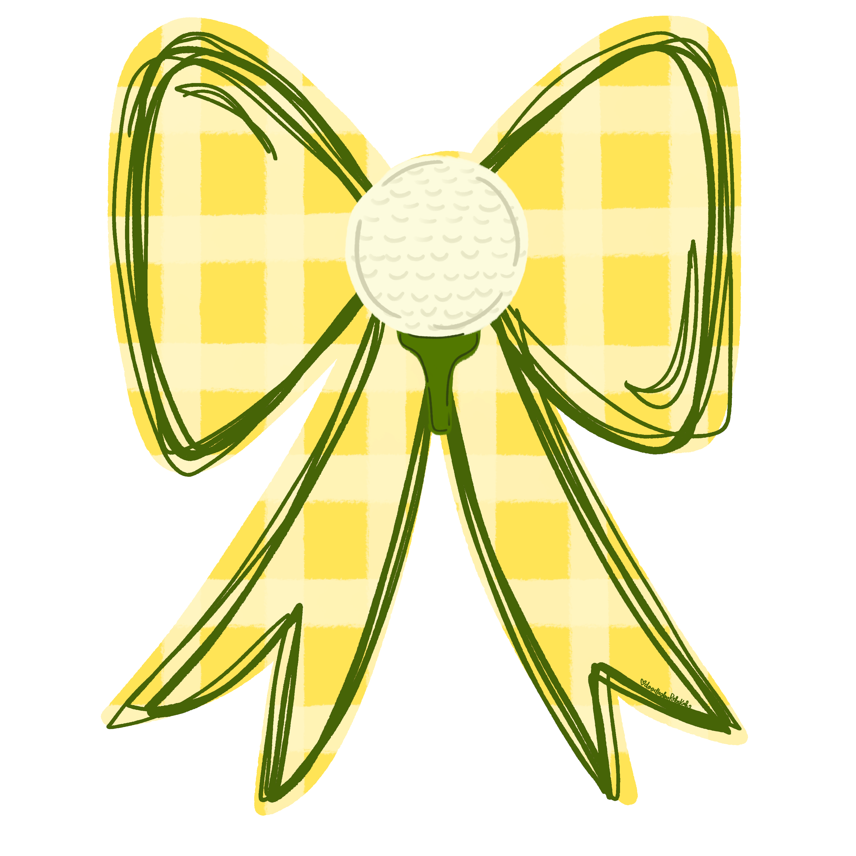 DOODLES BY REBEKAH YELLOW BOW WITH GREEN OUTLINE