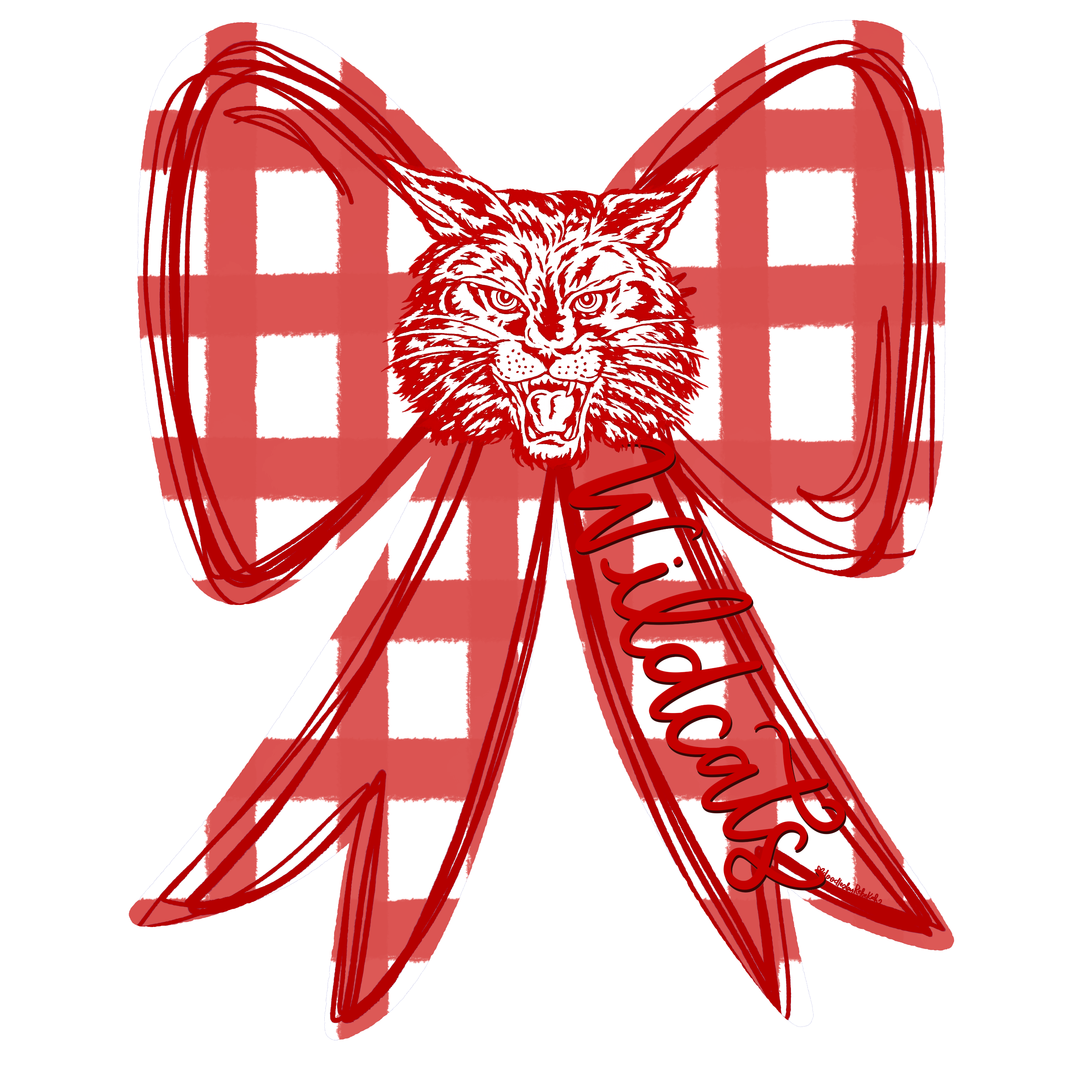 DOODLES BY REBEKAH RED WHITE BOW WITH WILDCATS