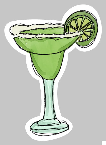 DOODLES BY REBEKAH GREEN MARGERITA GLASS WITH LIME