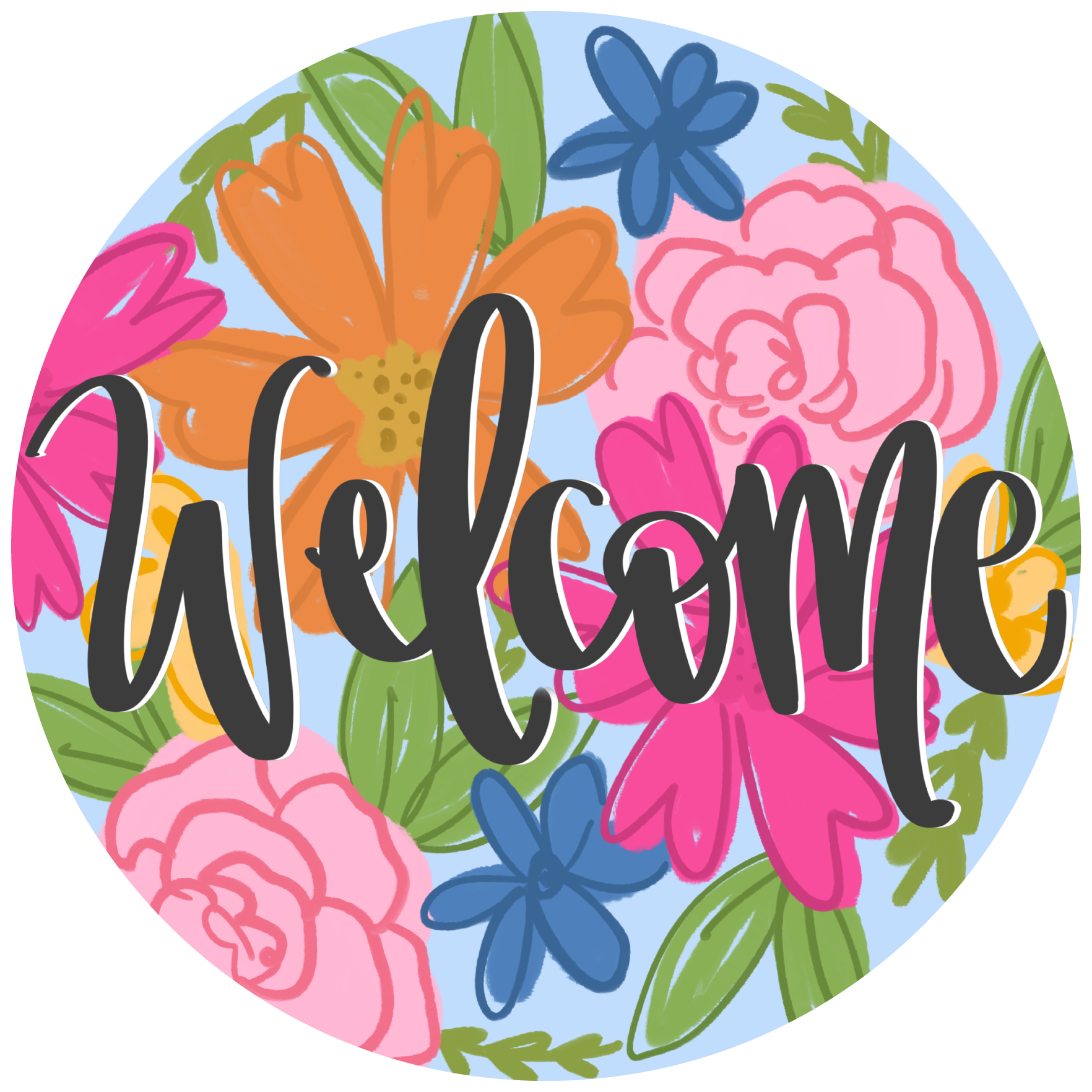 DOODLES BY REBEKAH FLORAL ROUND WITH WELCOME
