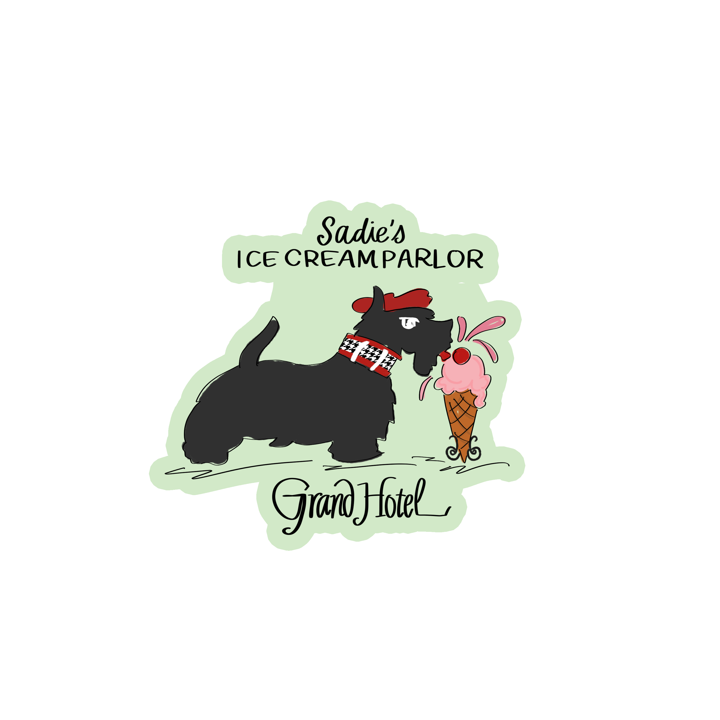 DOODLES BY REBEKAH SADIES ICE CREAM PARLOR GRAND HOTEL PINK ICE CREAM CONE