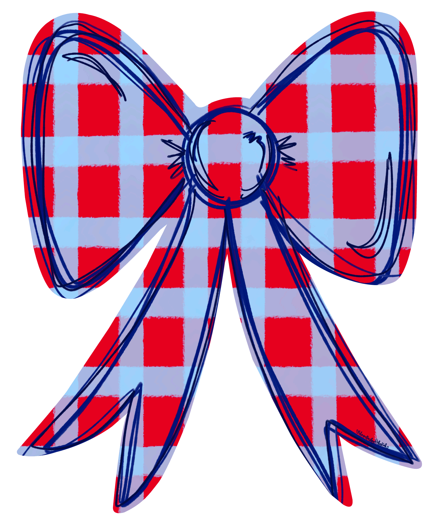 DOODLES BY REBEKAH LIGHT BLUE AND RED BOW