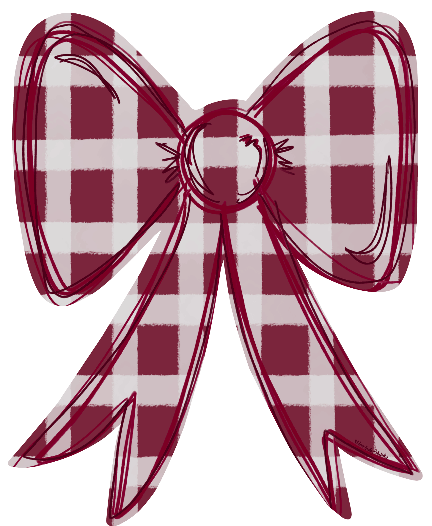 DOODLES BY REBEKAH BURGUNDY AND GREY BOW