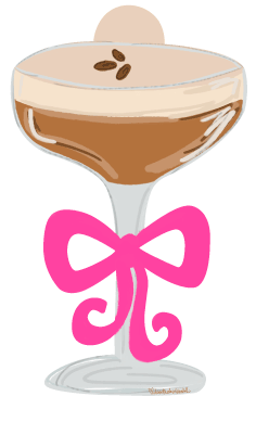 DOODLES BY REBEKAH CHOCOLATE IN A GLASS WITH PINL BOW