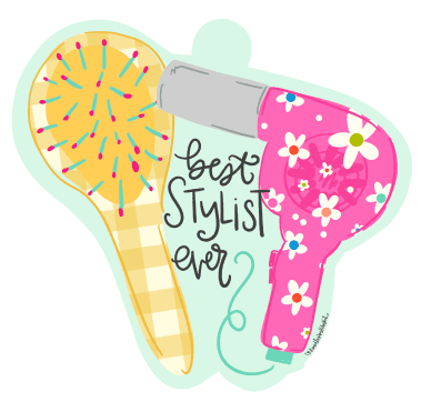 DOODLES BY REBEKAH PINK BLOW DRYER AND YELLOW BRUSH