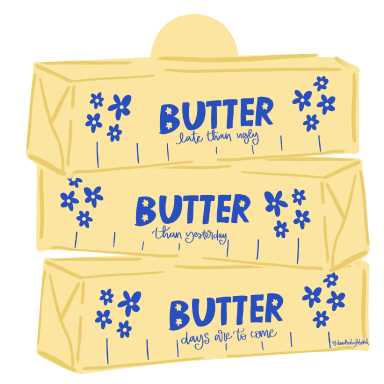 DOODLES BY REBEKAH THREE STICKS OF BUTTER YELLOW AND BLUE