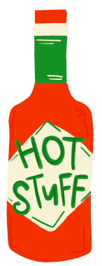 DOODLES BY REBEKAH HOT STUFF RED AND GREEN BOTTLE