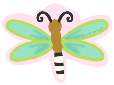 DOODLES BY REBEKAH GREEN TEAL BLACK AND WHITE BROWN DRAGON FLY