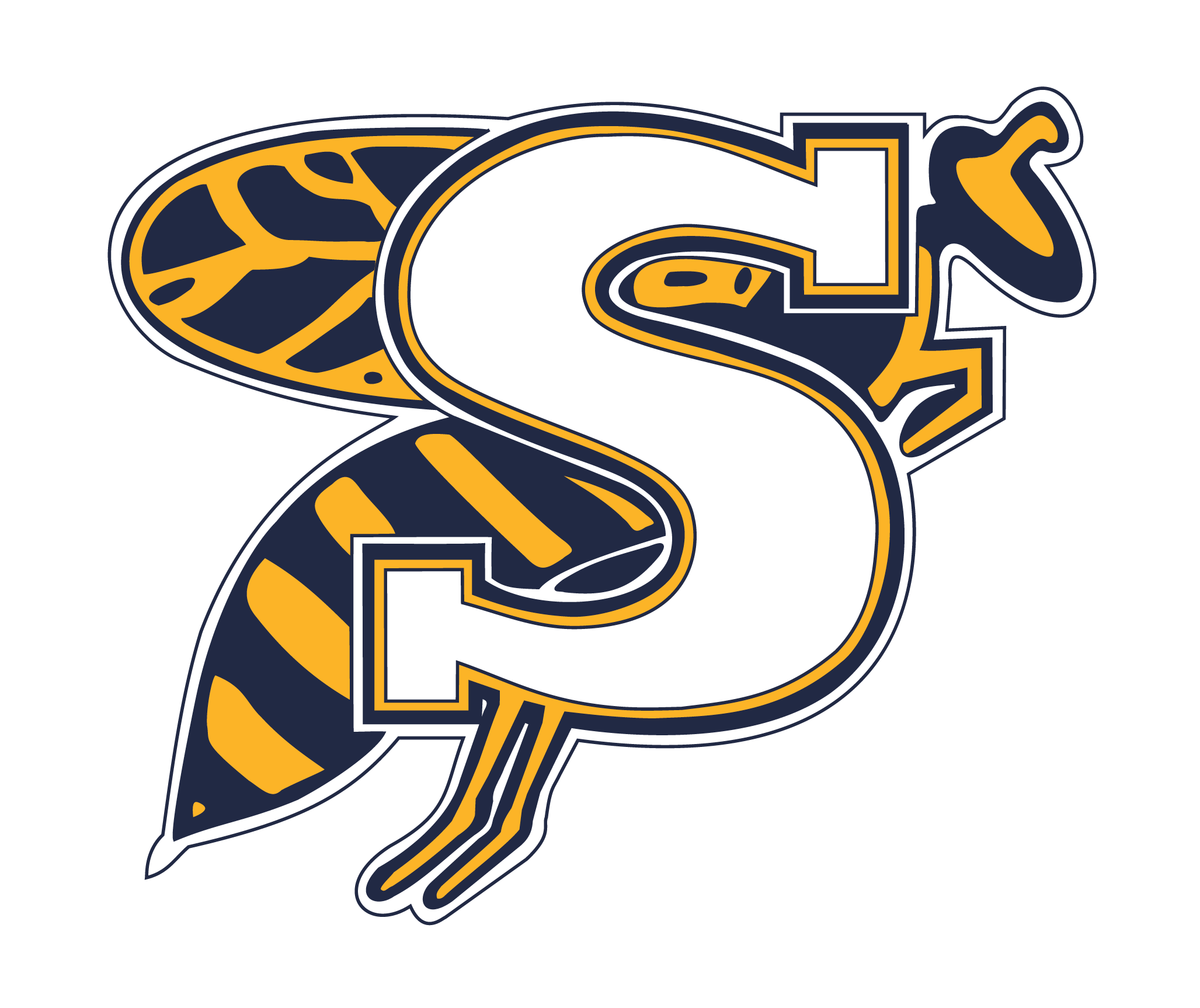 DOODLES BY REBEKAH BLUE AND YELLOW HORNET WITH THE LETTER S