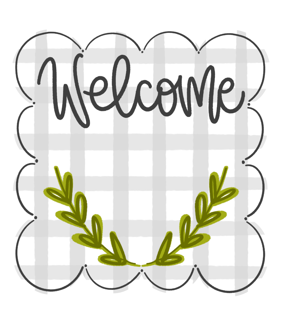 DOODLES BY REBEKAH GREY WHITE WELCOME PLAQUE