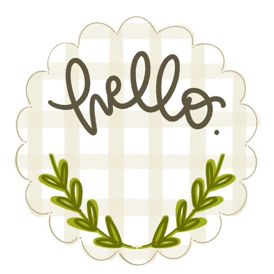 DOODLES BY REBEKAH TAN AND WHITE HELLO ROUND