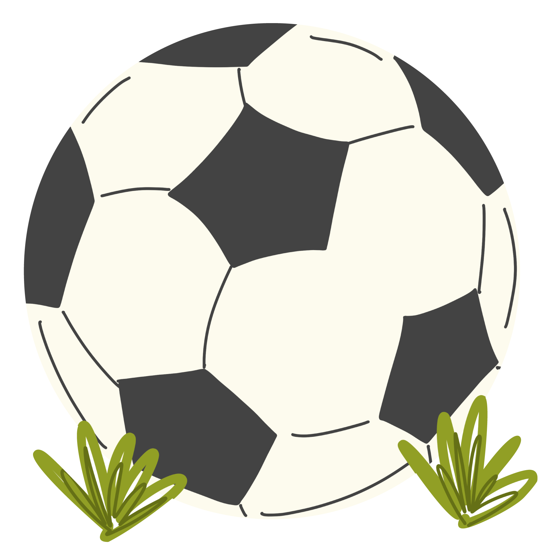 DOODLES BY REBEKAH BLACK AND WHITE SOCCER BALL WITH GRASS