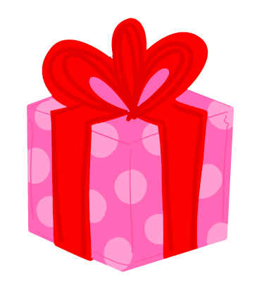 DOODLES BY REBEKAH RED BOW PINK PRESENT