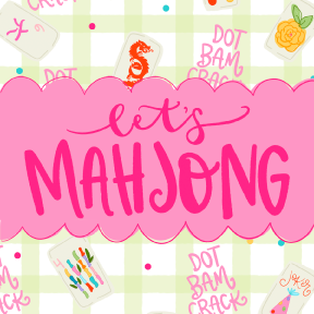 DOODLES BY REBEKAH PINK LETS MAHJONG DOT BAM CRACK