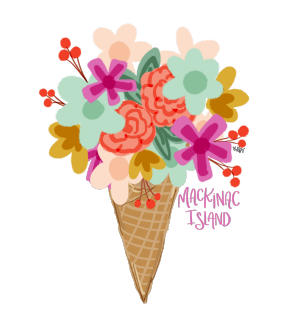 DOODLES BY REBEKAH MACKINAC ISLAND FLORAL BOUQUET IN CONE