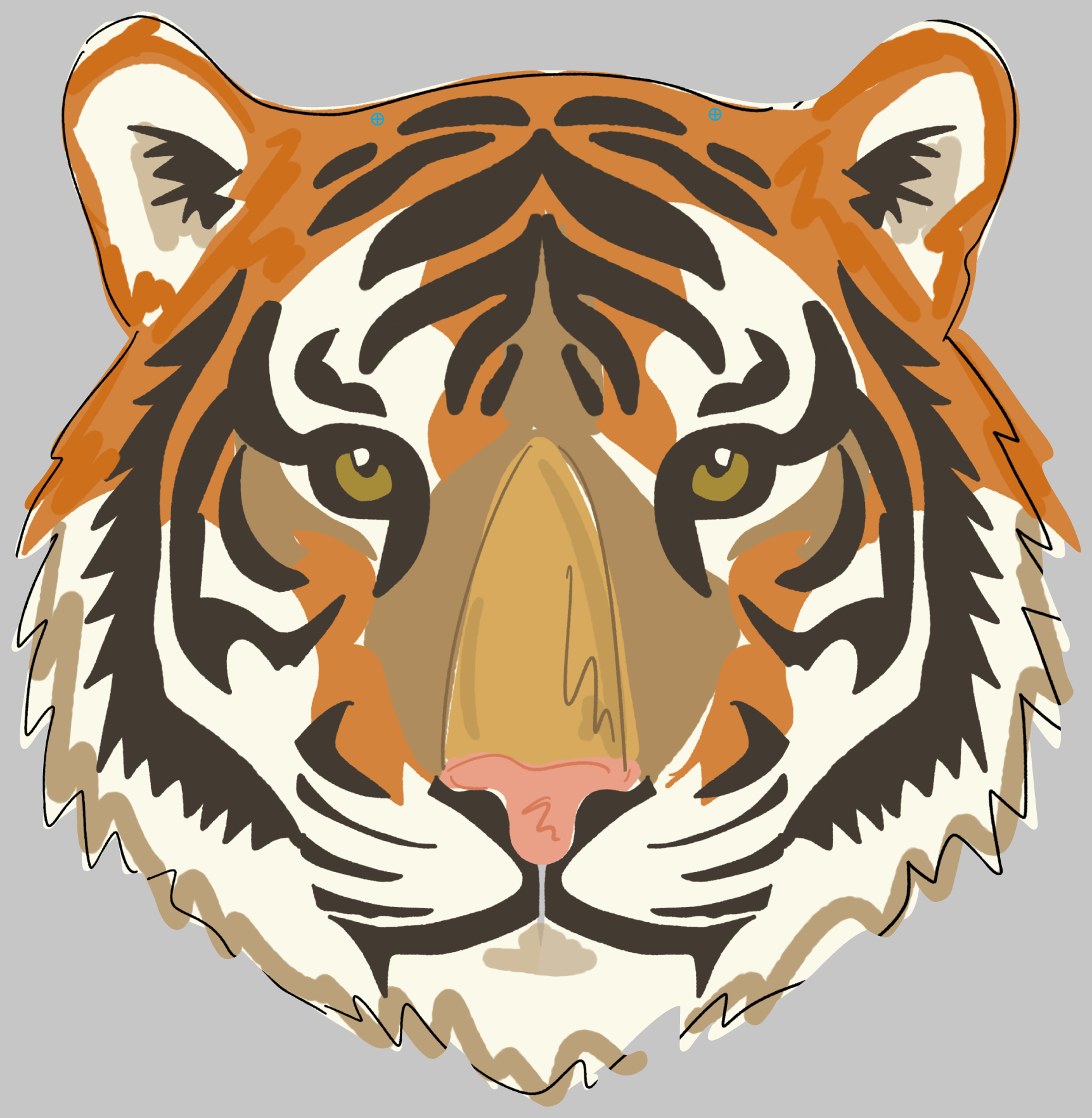 DOODLES BY REBEKAH ORANGE WHITE BLACK TIGAR