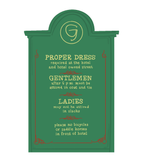 DOODLES BY REBEKAH GRAND HOTEL PROPER DRESS PLAQUE