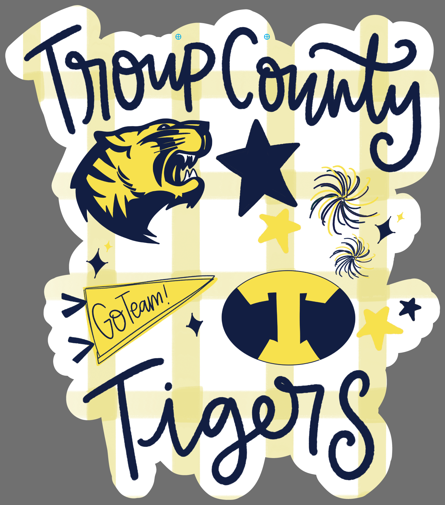 DOODLES BY REBEKAH TROUP COUNTY TIGERS YELLOW BLUE