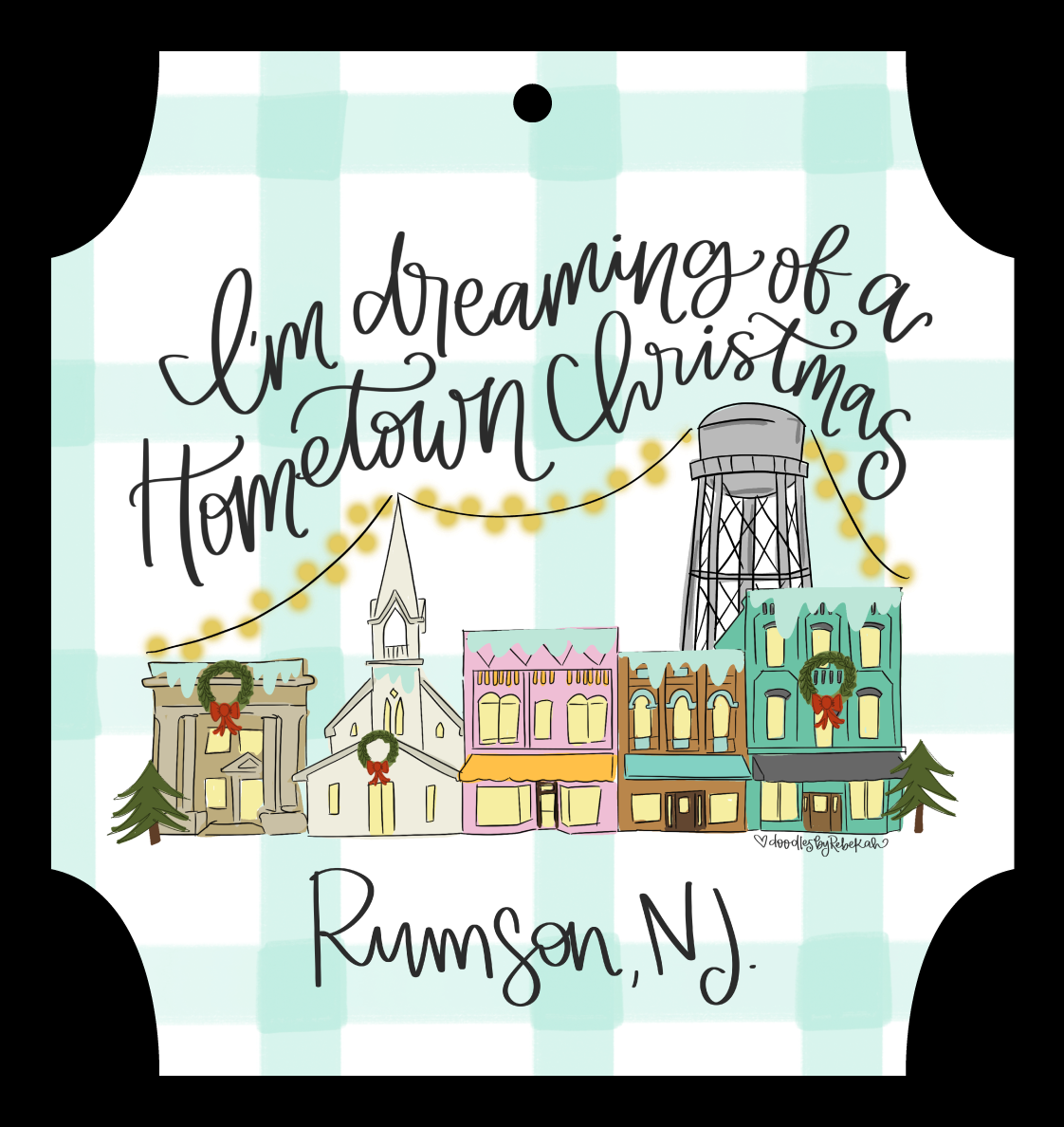 DOODLES BY REBEKAH I'M DREAMING OF A HOMETOWN CHRISTMAS RUMSON, NJ