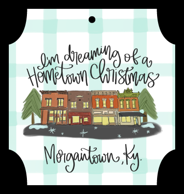 DOODLES BY REBEKAH IM DREAMING OF A HOMETOWN CHRISTMAS NO WATER TOWER MORGANTOWN, KY