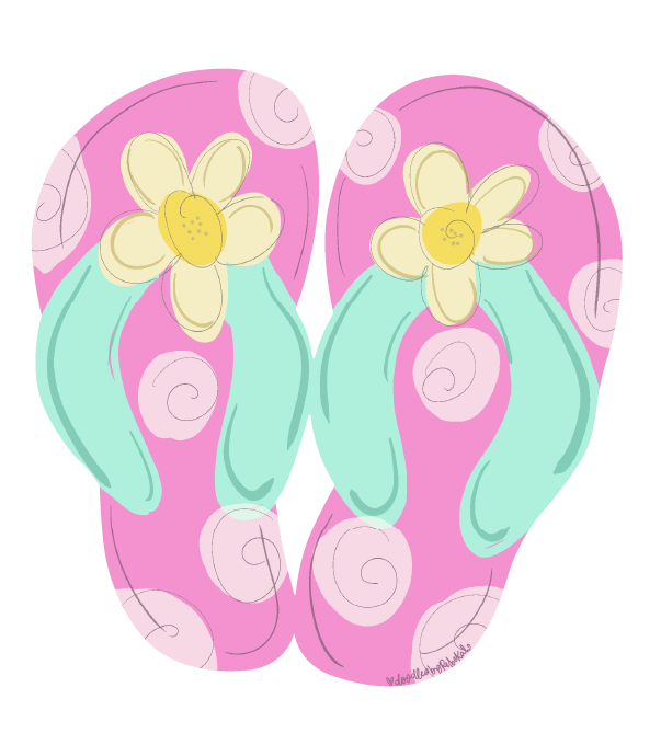 DOODLES BY REBEKAH PINK FLIP FLOPS