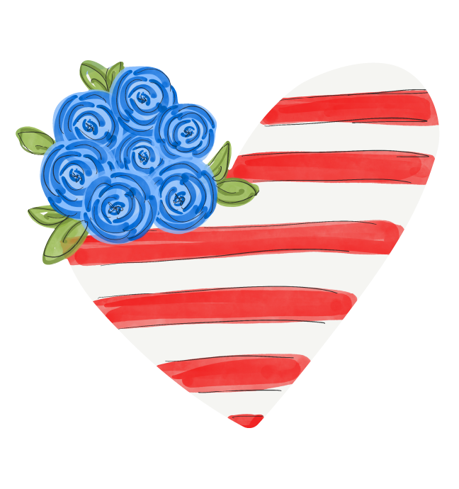 DOODLES BY REBEKAH AMERICAN FLAG HEART