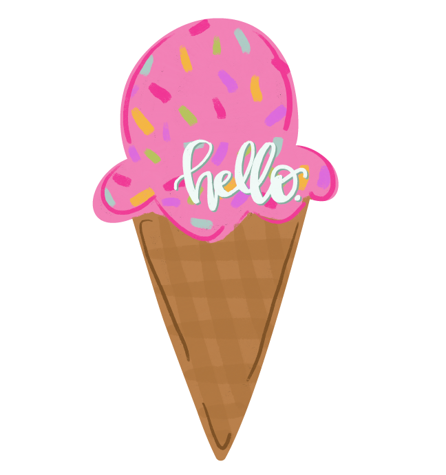DOODLES BY REBEKAH HELLO ICE CREAM CONE