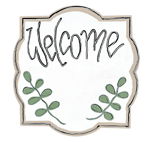 ALICIA MILAM SQUARE WELCOME PLAQUE WITH BROWN EDGE