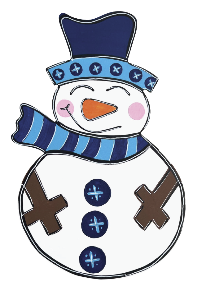 ALICIA MILAM SNOWMAN WITH BLUE SCARF AND HAT