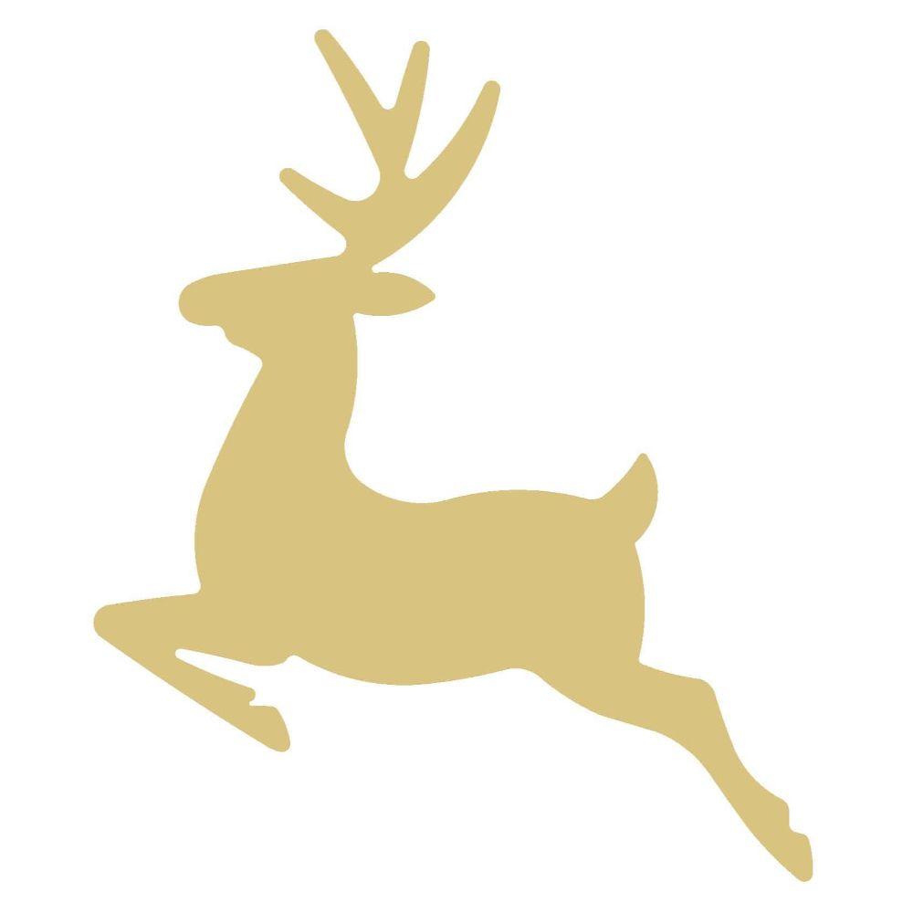 Basic Shape Leaping Deer MDF Cutout Silhouette - Unfinished For DIY