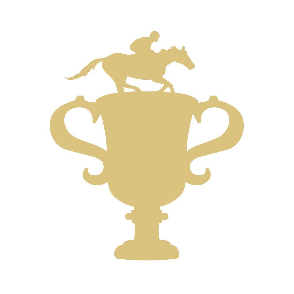 Basic Shape Trophy MDF Cutout Derby Jockey On Horse - Unfinished For DIY
