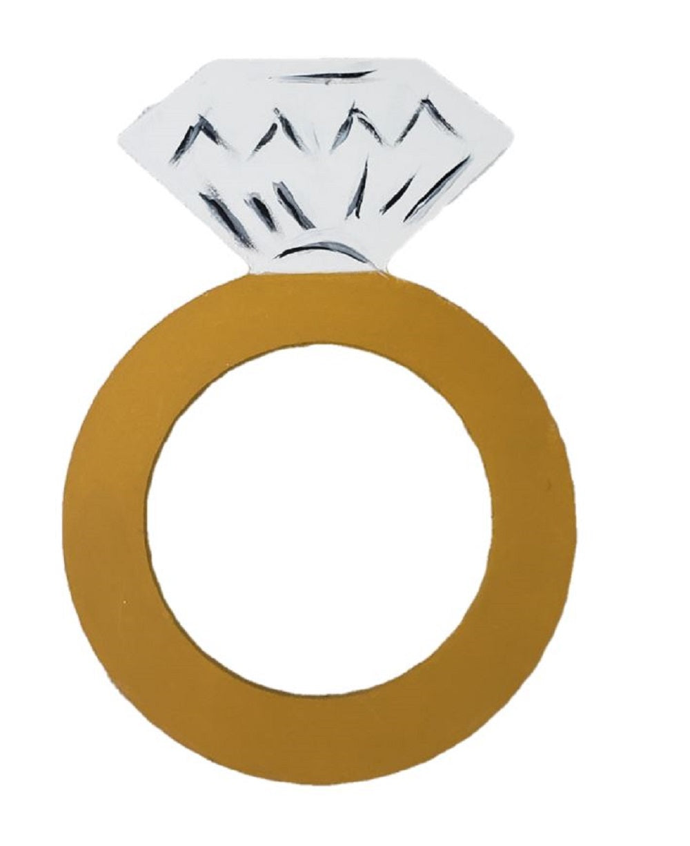 Basic Shape Diamond Ring MDF Cutout Silhouette Style 2 - Unfinished For DIY
