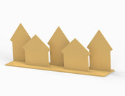 Basic Shape House MDF Cutout Row Of Five House Silhouettes - Unfinished For DIY